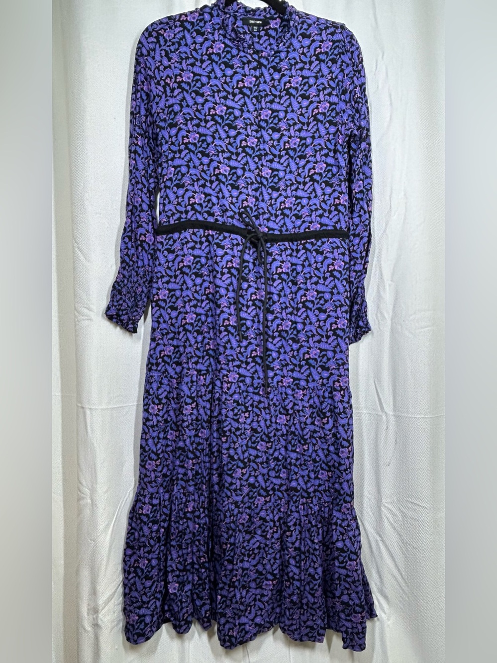 Saint + Sofia Olivia Zip Up Dress Floral Midi Tiered Ruffle Cottage Prairie Sz 8